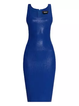 Платье DSQUARED2 из трикотажа в рубчик, синий