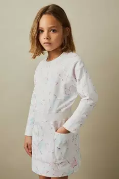 Платье Джейни из хлопкового джери с круглым вырезом Reiss, мультиколор