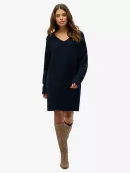 Платье-джемпер большого размера с v-образным вырезом Superdry, цвет Dark Teal Twist