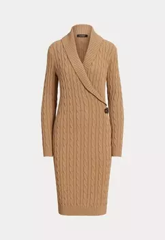 Платье-джемпер CABLE KNIT BUCKLE TRIM JUMPER DRESS Lauren Ralph Lauren, коричневый