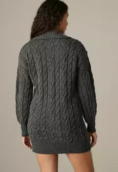 Платье-джемпер COLLAR V-NECK LONG SLEEVE SHORT MINI REGULAR FIT Next, серый