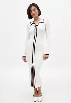 Платье-джемпер CONTRAST BUTTON MIDI - Maxi dress NA-KD, белый