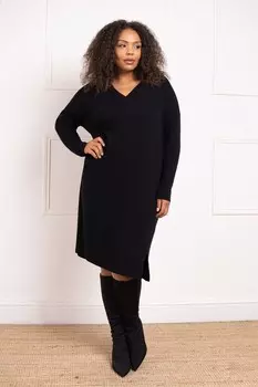 Платье джемпер Curve с V образным вырезом Live Unlimited, черный