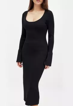 Платье-джемпер FINE TRUMPET SLEEVE MIDI NA-KD, черный