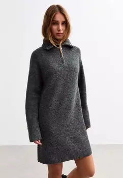 Платье-джемпер HALF ZIP MINI New Look, темно-серый