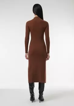 Платье-джемпер HIGH-NECK SNAP DETAIL Leem, коричневый
