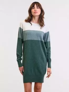 Платье-джемпер из чистой шерсти в цветном блоке Celtic & Co., цвет Bottle Green