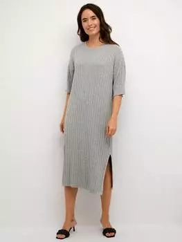 Платье-джемпер из ребристого трикотажа lola KAFFE, цвет Grey Melange