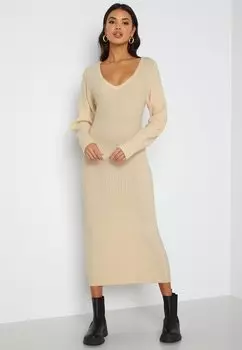 Платье-джемпер KNITTED PUFF SLEEVE DRESS - Shift dress Bubbleroom, коричневый