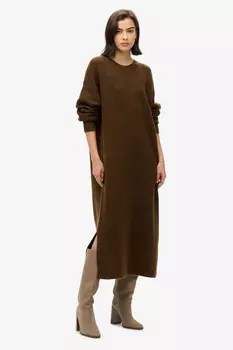 Платье джемпер миди свободного кроя Superdry, коричневый