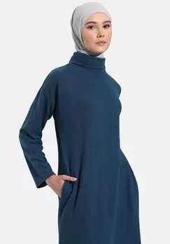 Платье-джемпер MODEST REFKA Modanisa, синий