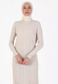 Платье-джемпер MODEST TAVIN Modanisa, бежевый