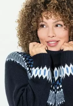 Платье-джемпер NORWEGIAN STRIPED TURTLENECK Ulla Popken, темно-синий
