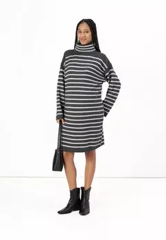 Платье-джемпер OLMTALIO STRIPE ROLLNECK DRESS ONLY MATERNITY, темно-серый