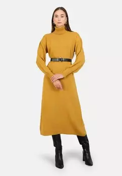 Платье-джемпер REFKA Modanisa, горчично-желтый