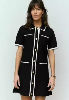 Платье-джемпер REGULAR FIT-COLLARED BUTTON UP MINI Next, черный