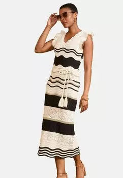 Платье-джемпер REGULAR FIT - FINE GAUGE PLEATED MIDI Love & Roses, белый