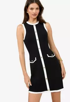 Платье-джемпер REGULAR FIT - MINI SLEEVELESS TIPPED BUTTON Lipsy, черный