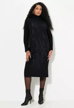 Платье-джемпер RHINESTONE LETTERING TURTLENECK Ulla Popken, черный