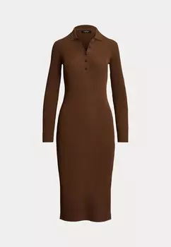 Платье-джемпер RIB KNIT POLO DRESS Lauren Ralph Lauren, цвет Cognac