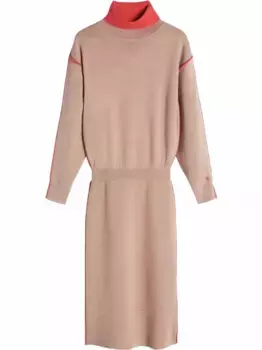 Платье-джемпер с контрастной отделкой VICTORIA BECKHAM, коричневый