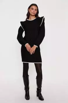 Платье-джемпер с косой прострочкой и наконечником Oasis, черный