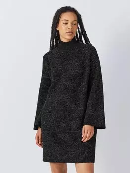 Платье-джемпер с металлизированной нитью John Lewis ANYDAY, черное серебро