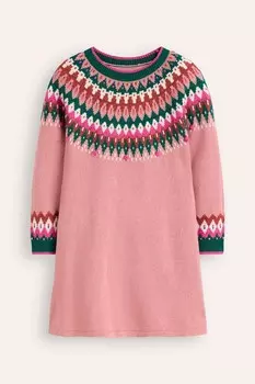 Платье джемпер с узором «фэр айл» от Minnie Boden, розовый