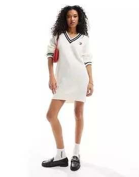 Платье-джемпер с v-образным вырезом белого цвета Tommy Jeans