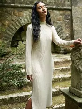 Платье-джемпер с высоким воротом Ro&Zo, цвет Oatmeal