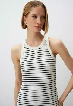 Платье-джемпер SLEEVELESS ROUND NECK STRIPED MIDI Jimmy Key, кремовый