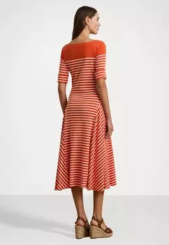 Платье-джемпер STRIPED COTTON MIDI DRESS Lauren Ralph Lauren, оранжевый