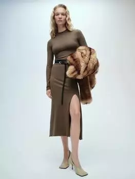 Платье-джемпер тонкой вязки percebes Mango, хаки