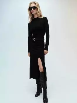 Платье-джемпер тонкой вязки percebes Mango, черный