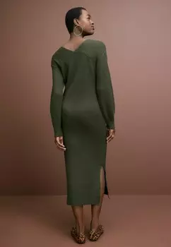 Платье-джемпер V-NECK MIDI PETITE Next, зеленый
