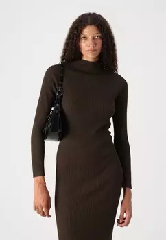 Платье-джемпер VMAVERY HIGHNECK CUTOUT CALF Vero Moda, темно-коричневый