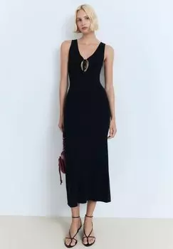 Платье-джемпер WITH BOW NECKLINE - Maxi dress Mango, черный