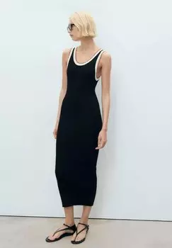 Платье-джемпер WITH CONTRASTING DETAILS Mango, черный