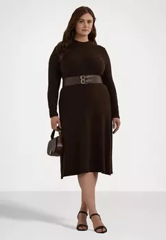 Платье-джемпер WOOL BLEND LONG SLEEVE SWEATER DRESS Lauren Ralph Lauren Woman, коричневый