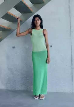 Платье-джемпер ZWEIFARBIGES LANGES - Maxi dress Mango, зеленый