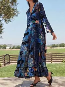 Платье Eclipse Burnout синего цвета Johnny Was