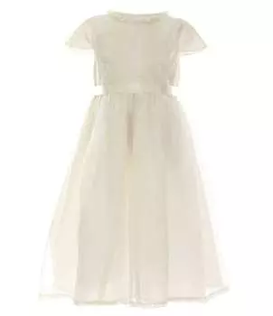 Платье Edgehill Collection для больших девочек 7–10 лет с круглым вырезом и короткими рукавами, семейная реликвия, слоновая кость