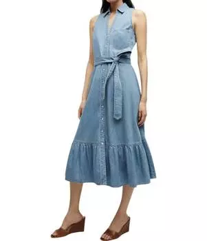 Платье Edwina без рукавов миди в цвете Iceberg Veronica Beard