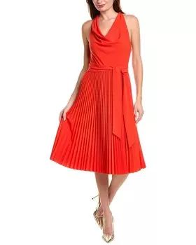 Платье Elie Tahari с плиссированным воротником-хомутиком, красный