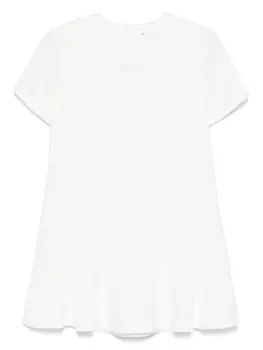 Платье Elisabetta Franchi La Mia Bambina с вышитым логотипом, белый