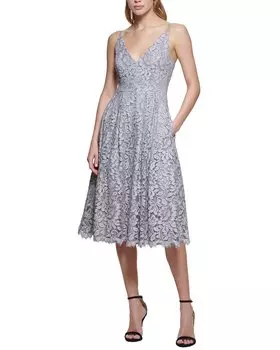 Платье Eliza J Lace Fit & Flare, серебряный