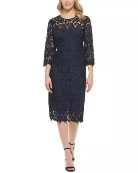 Платье Eliza J Midi Lace, темно-синий