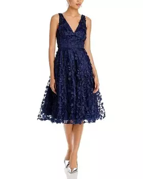 Платье Eliza J с V-образным вырезом и расклешенным воротником, синий