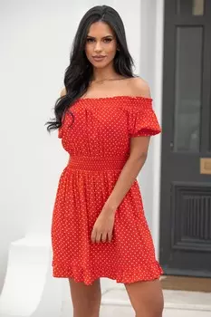 Платье Eloise с пышными рукавами Pour Moi, красный