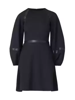 Платье Elsy с кожаной отделкой из веганского материала Shoshanna, цвет ink